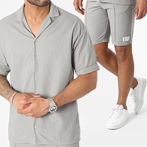 Ensemble Chemise Manches Courtes Et Short Jogging Gris