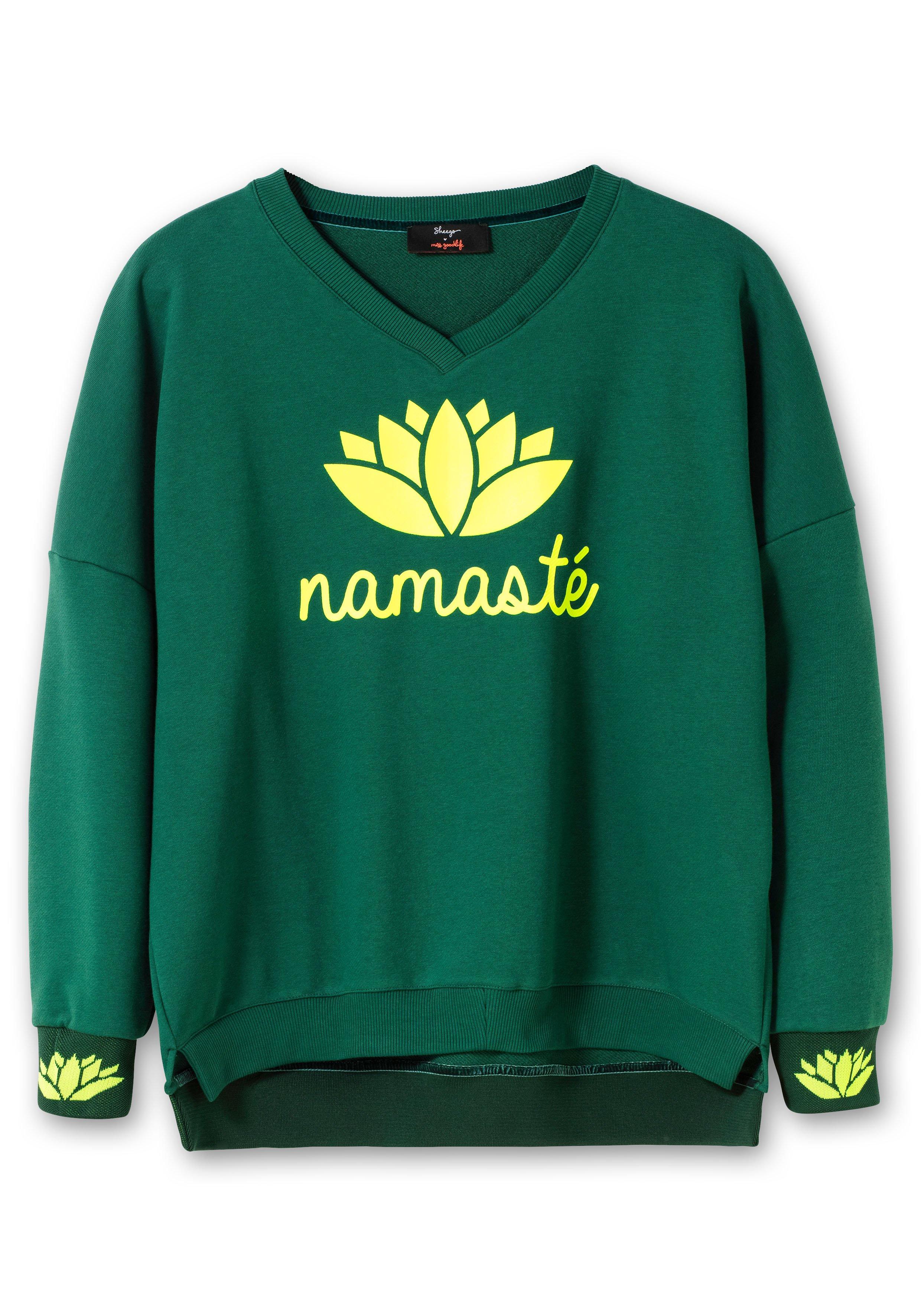 Sweatshirt mit Print und V-Ausschnitt