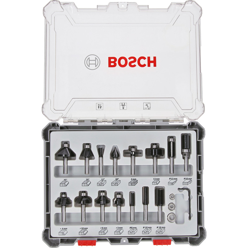 Bosch frezenset gemengd 15-delig