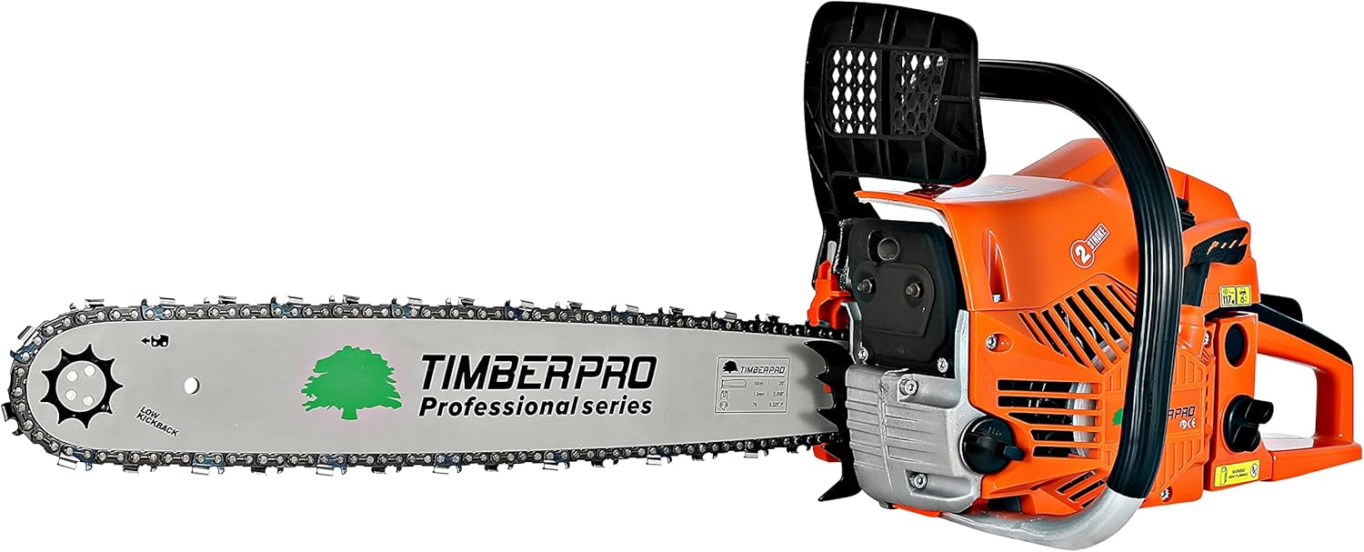 Timberpro Kettensäge 62 cm³, 3.6 PS, Sägeblatt 50 cm.+1 extra ketten und tasche (2xxl)
