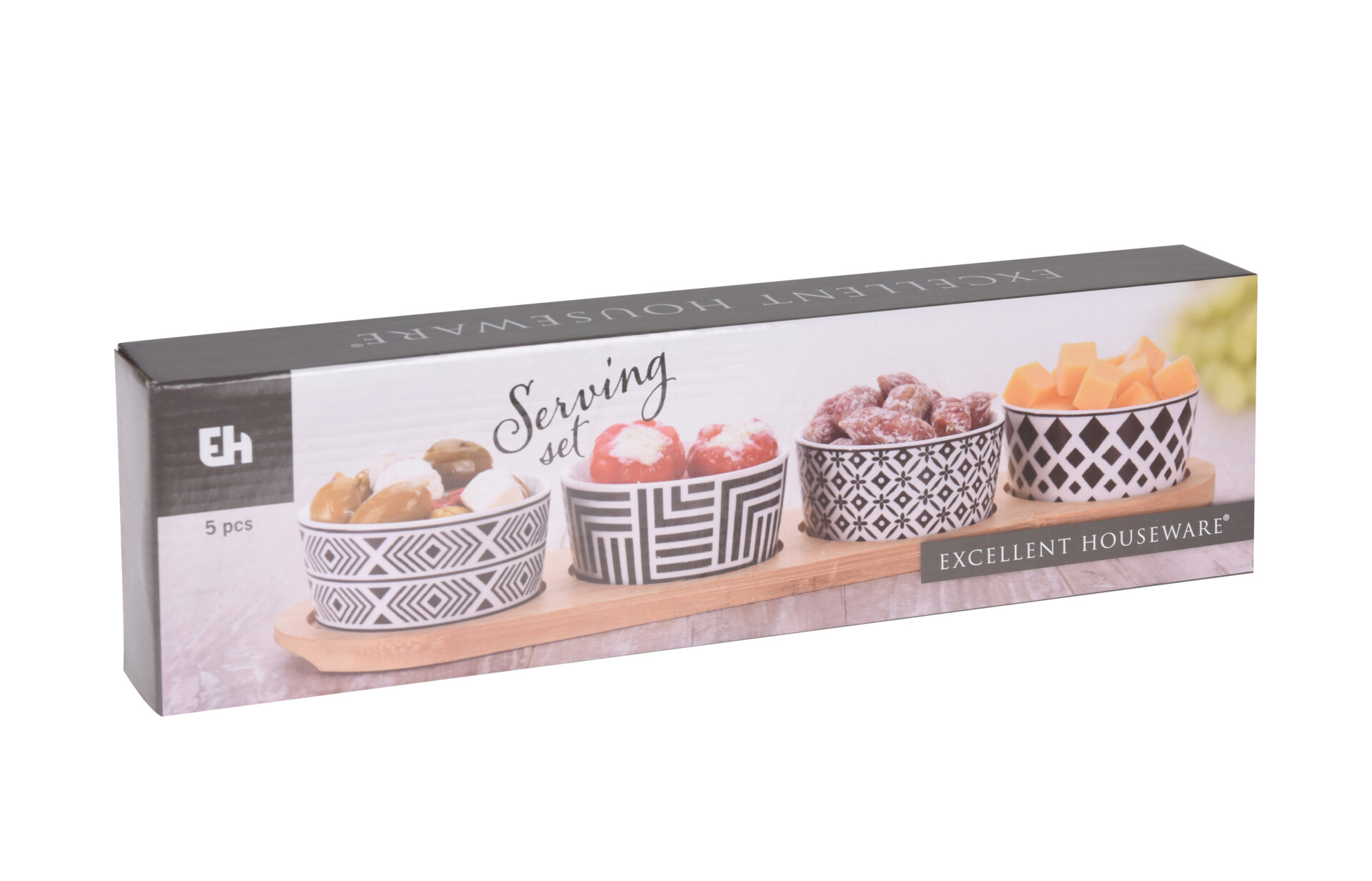 Apéroschale Servierset 5-teilig schwarz/weiss