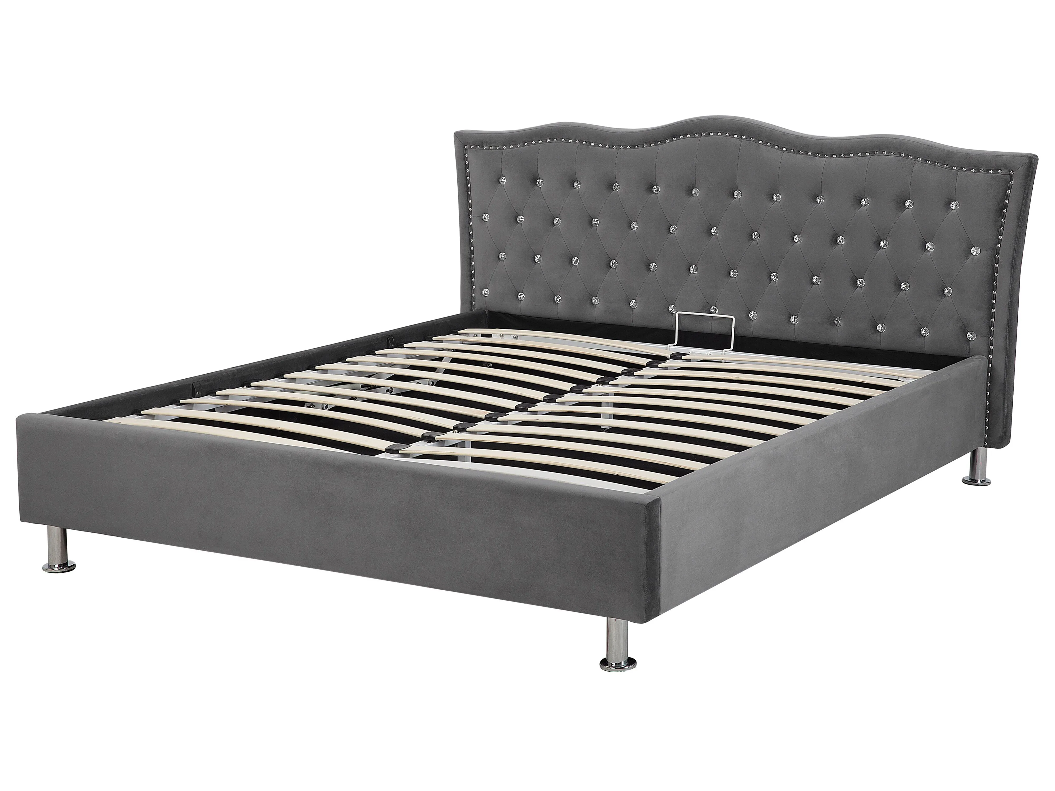Bed met opbergruimte Fluweel METZ 160 x 200 cm Donkergrijs