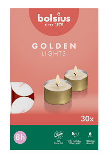 Bolsius Theelicht Golden Lights Wit 8 Uur 30ST