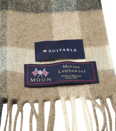 Suitable Sjaal Ruit Merino Wol Beige SCARV-STBL-AW24-01 kopen