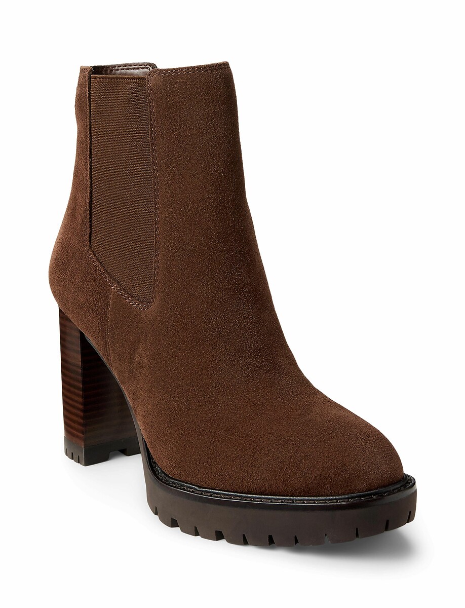 LAUREN RALPH LAUREN<br>Botas de tornozelo de camurça com salto Layne