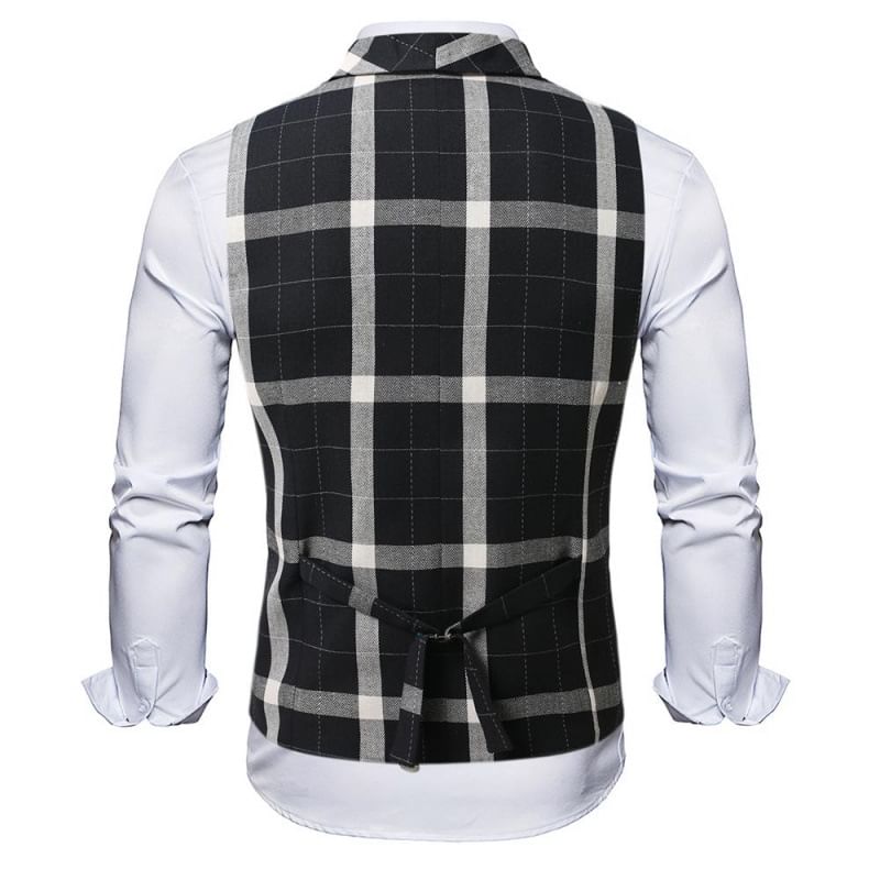 Lefitt - Sjaalkraag geruit dubbelrijs vest