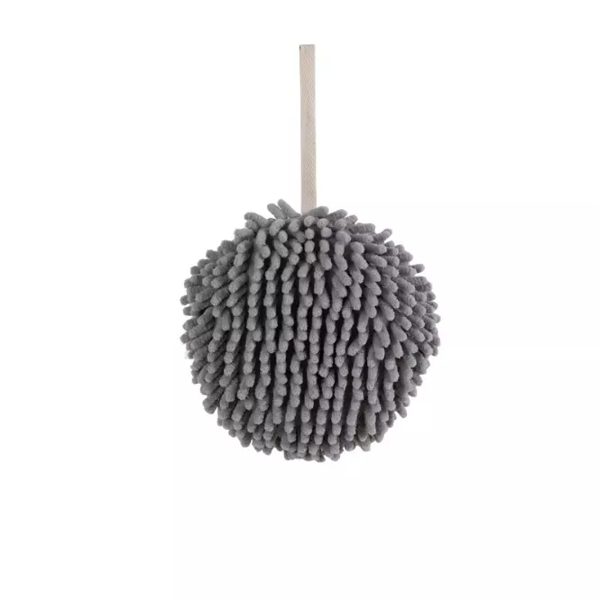(6-tlg. Set) Flauschiger Mikrofaser Handtuch Ball inkl. Wandhaken - Grau / Weiss / Blau