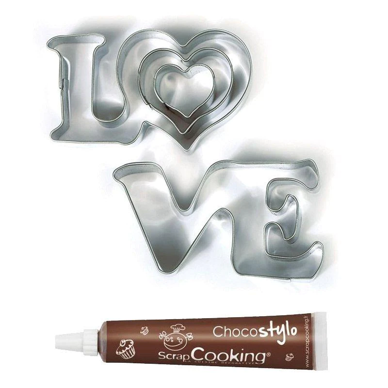 Emporte-pièces en inox Love + Stylo chocolat Youdoit