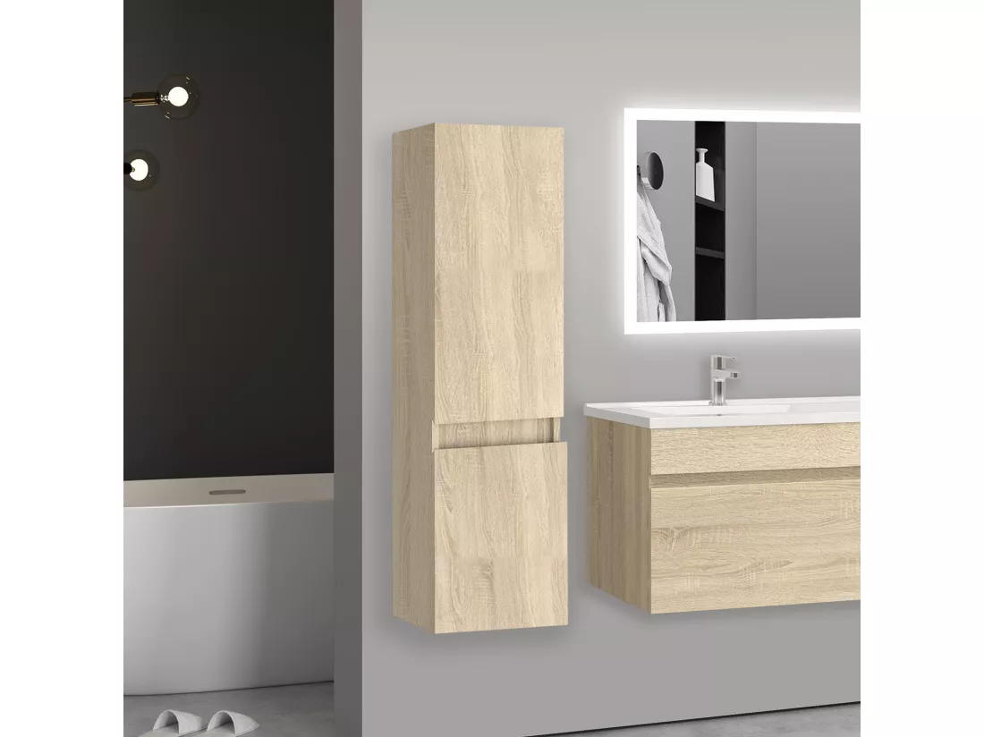 Meuble salle de bain naturel meuble colonne salle de bain à suspendre 30x30x110(L*W*H)cm