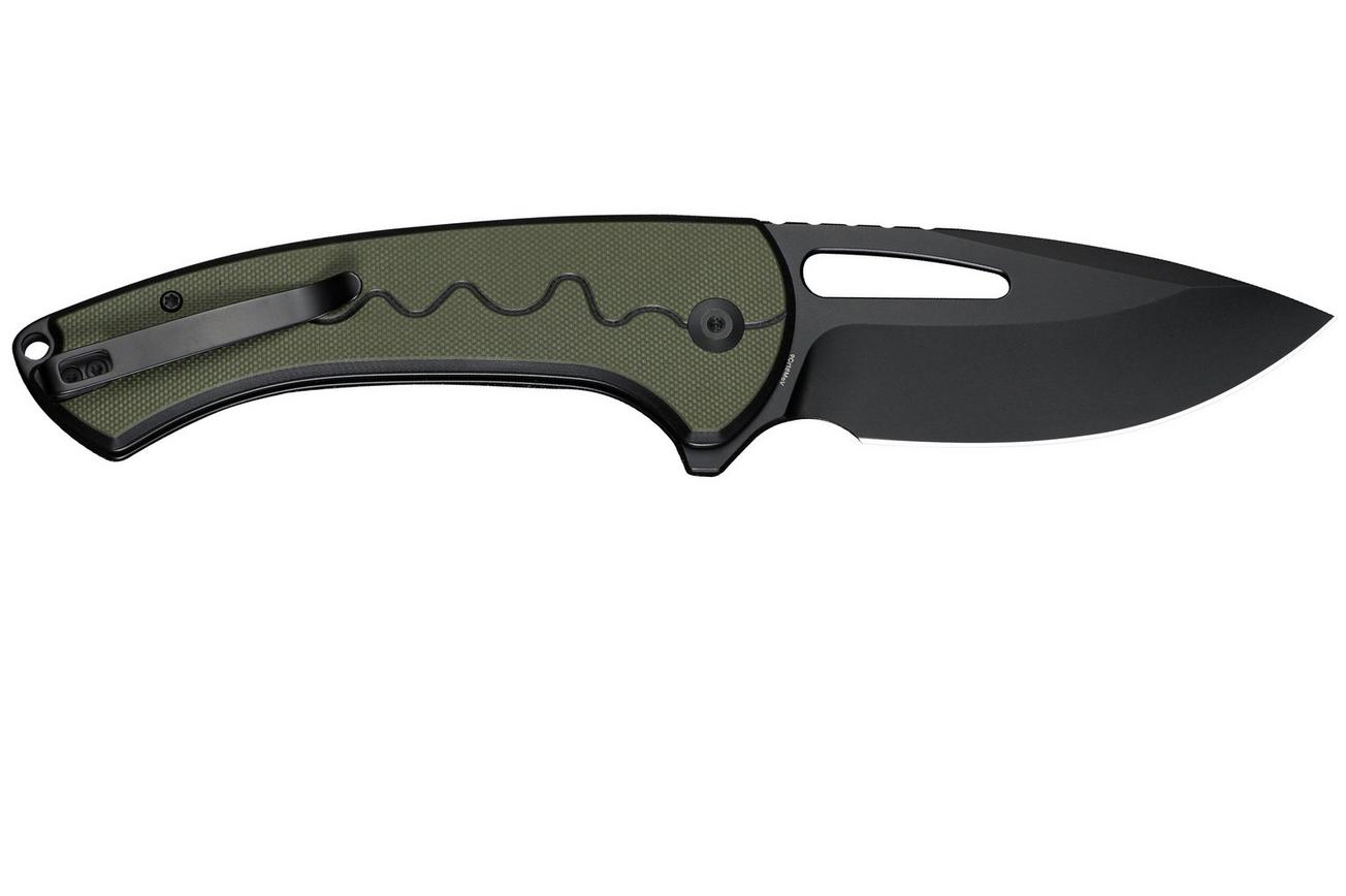 SENCUT Squiggy S24082A-2 Black Coating, Black/Green G10, zakmes