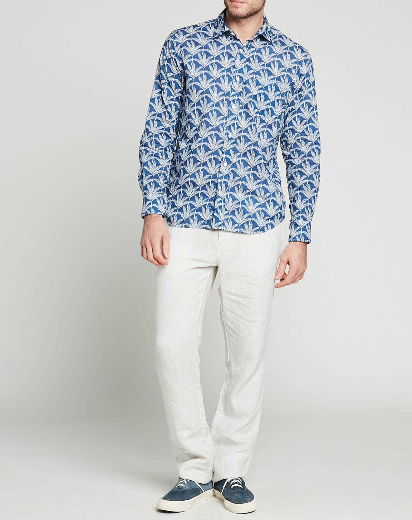 Hartford Chemise regular Paul imprimée bleu/blanc