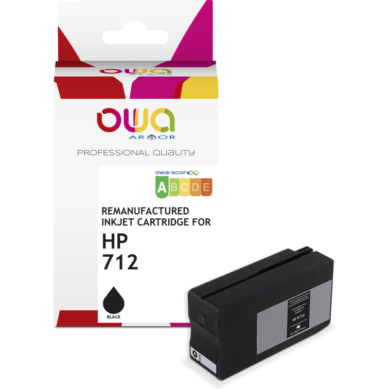 Cartouche d'encre traceur remanufacturée OWA - standard - Noir - pour HP 712