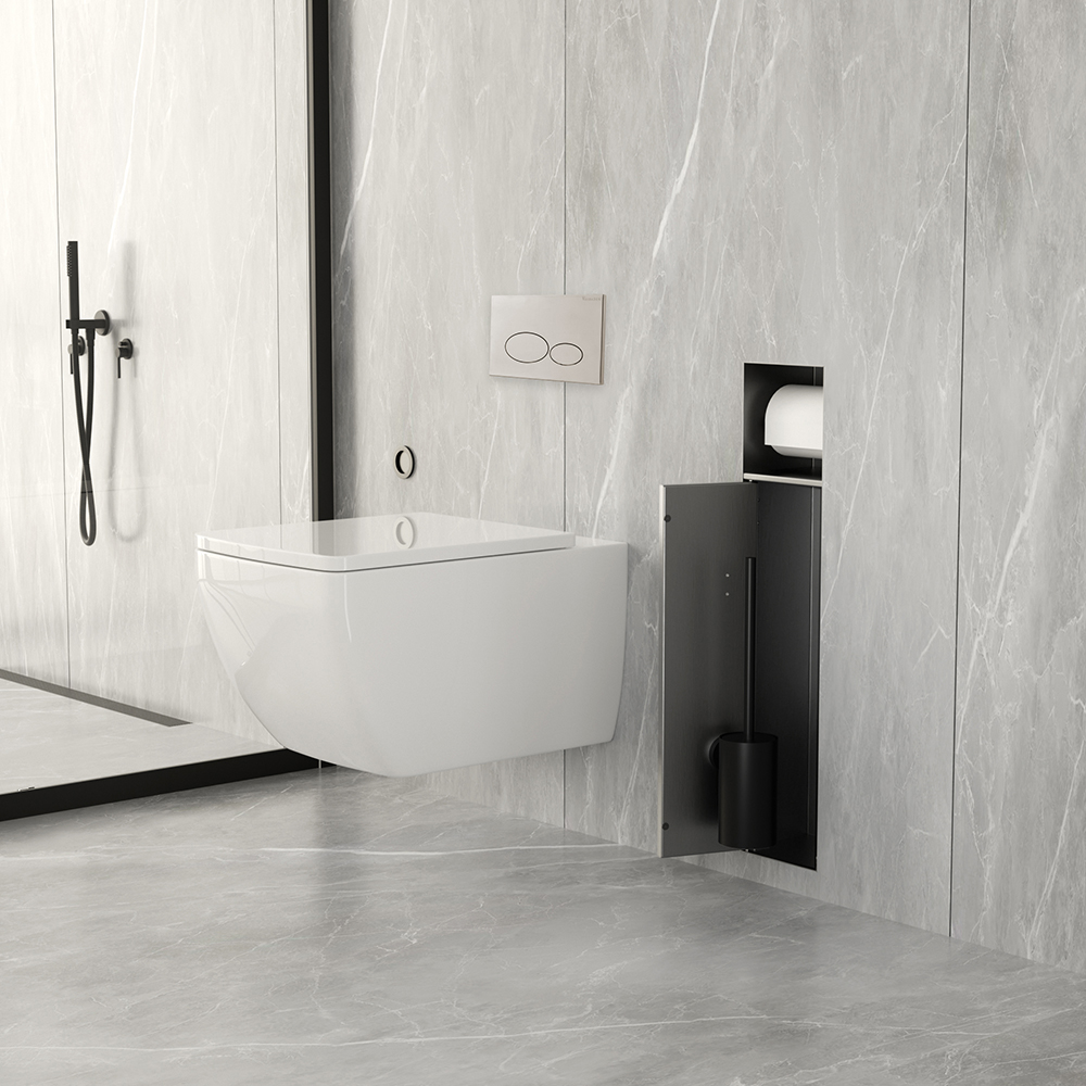Mueller Ferro inbouw toiletrol en borstelhouder betegelbaar gunmetal