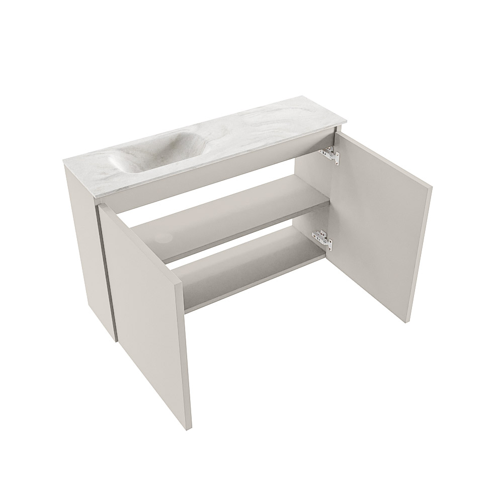 Mondiaz Ture DLux toiletmeubel 80cm linen met wastafel ostra links zonder kraangat