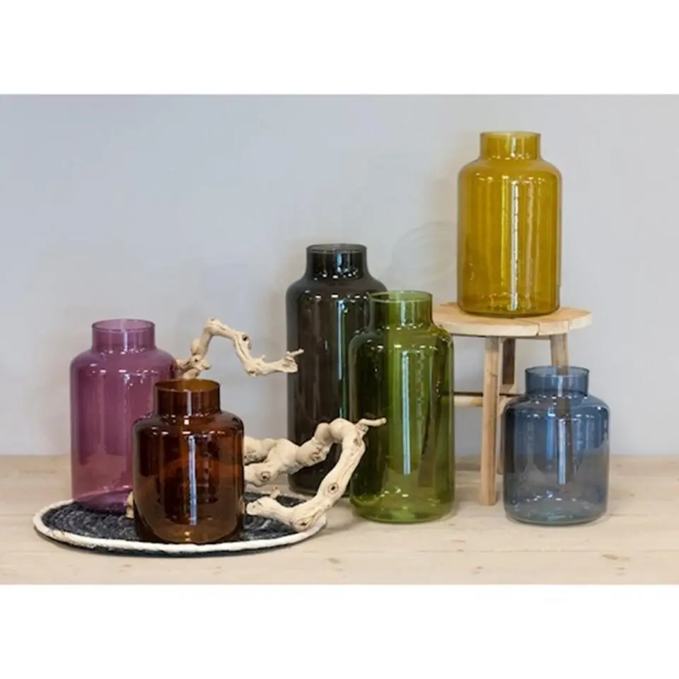 Bela Arte Bloemenvaas Milan - transparant blauw glas - H20 cm - melkbus