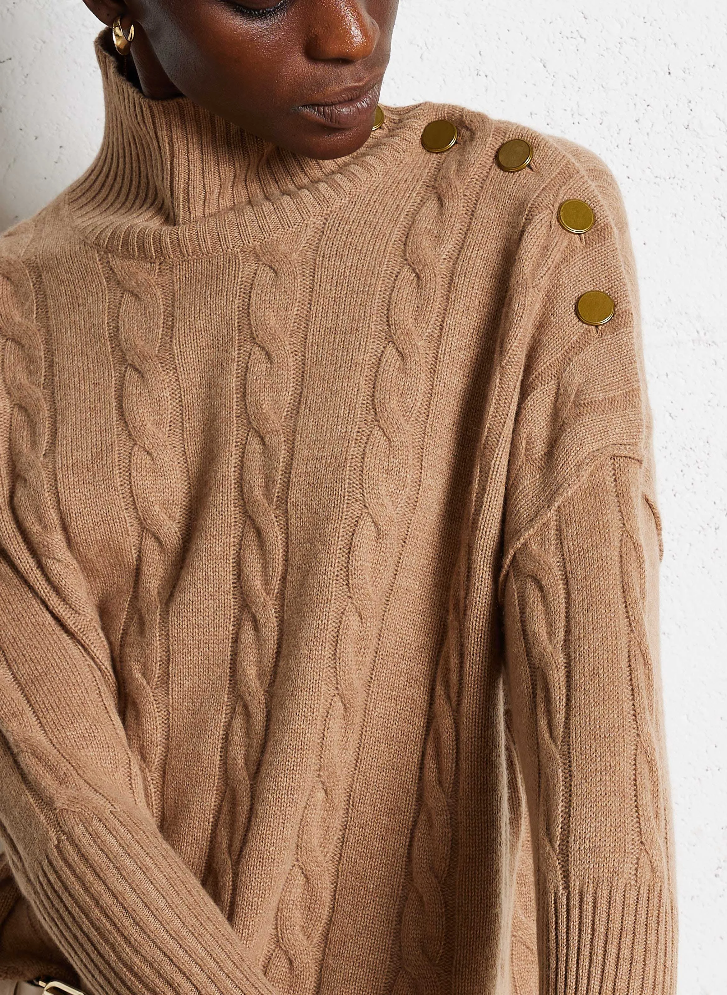 INKO - Pull ample col montant en cachemire | Marron
