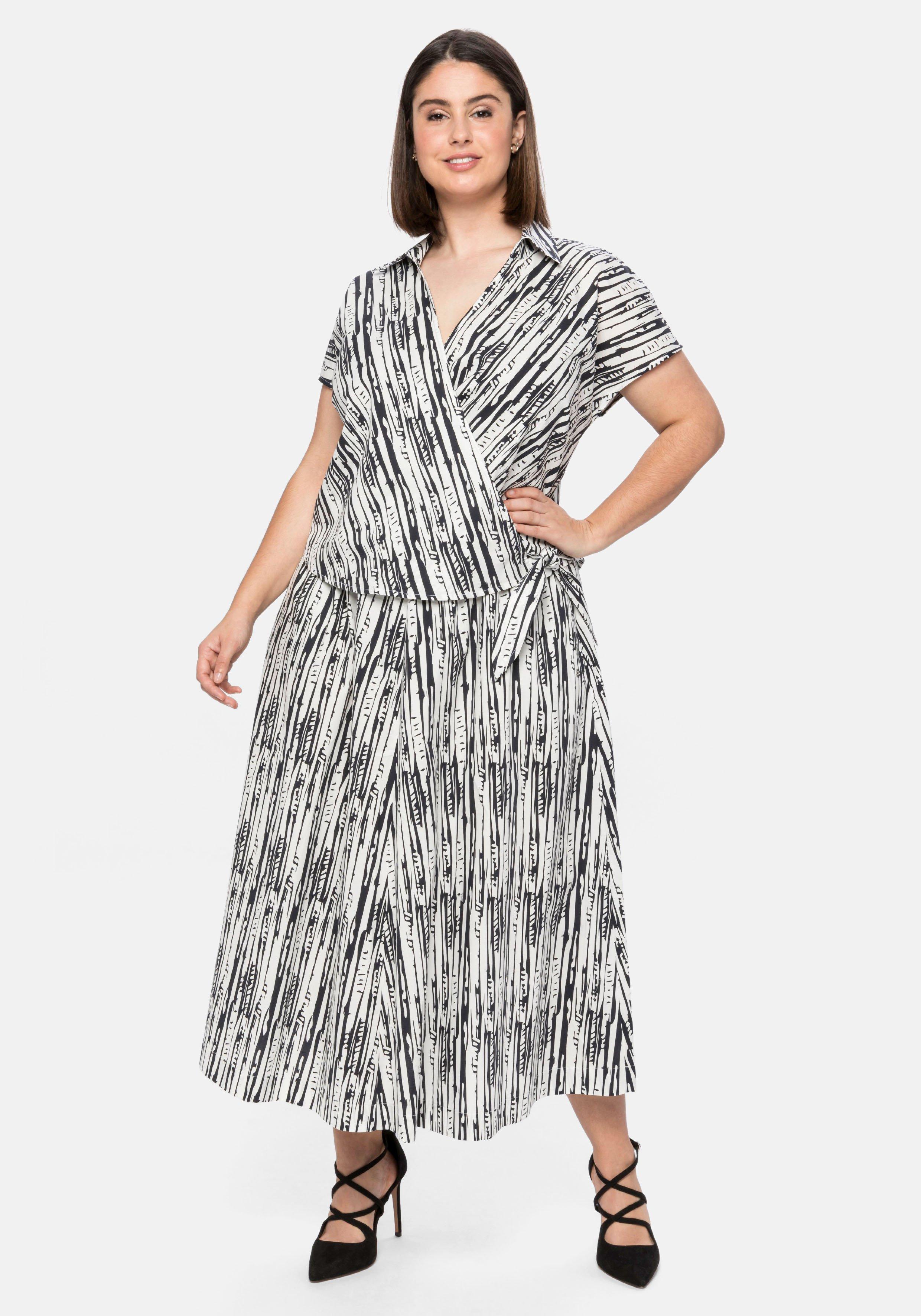 Bluse in Wickeloptik mit Bindeband