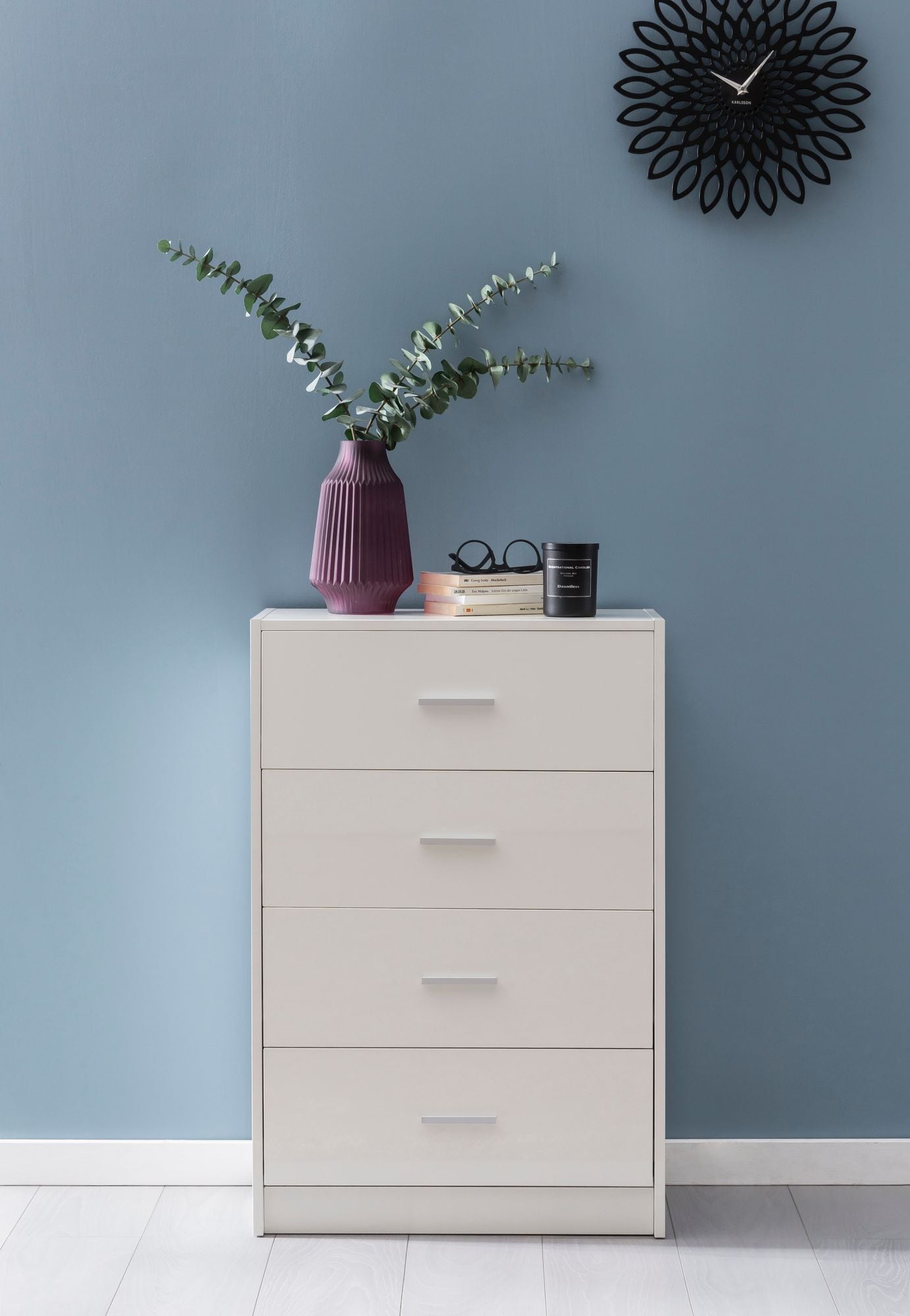 KADIMA DESIGN Hochglanz Sideboard, 4 Schubladen, modern, zeitlos, vielseitig einsetzbar.