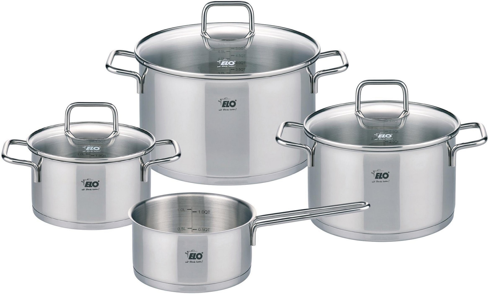 Elo Topf-Set »Citrin« Set, je 1 Fleischtopf Ø 16/20/24 cm, 1x Stielkasserolle Ø 16 cm, 7 Stk. tlg. Edelstahl