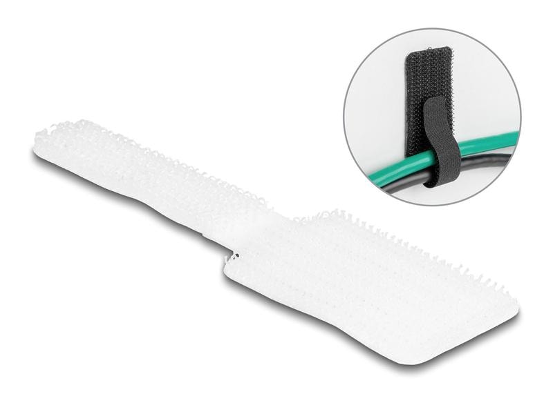 Delock Klettkabelbinder selbstklebend Weiss 90 mm x 24 mm Delock Mini Klett-Kabelhalter L 90 mm x B 24 mm selbstklebend 10 Stück weiss