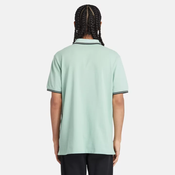 Polo à liseré en piqué pour homme en vert pâle