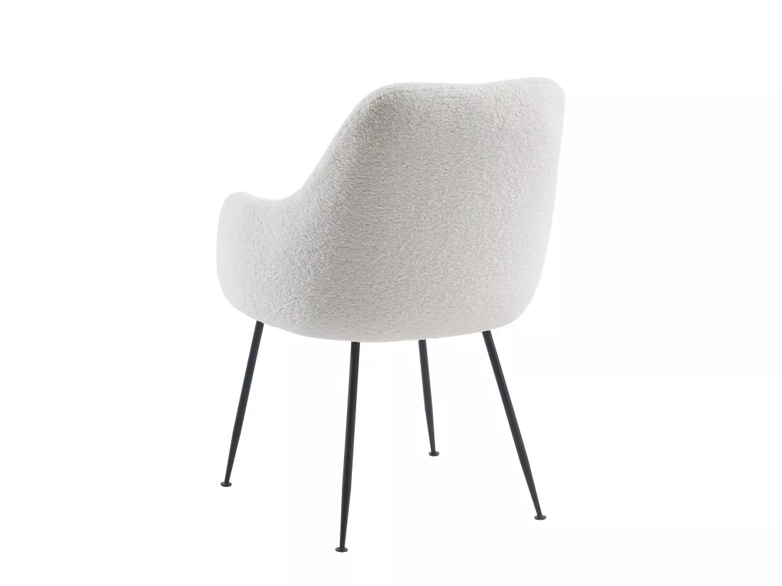 Lot de 2 chaises avec accoudoirs en tissu bouclette et métal - Blanc - TOYBA de Pascal Morabito