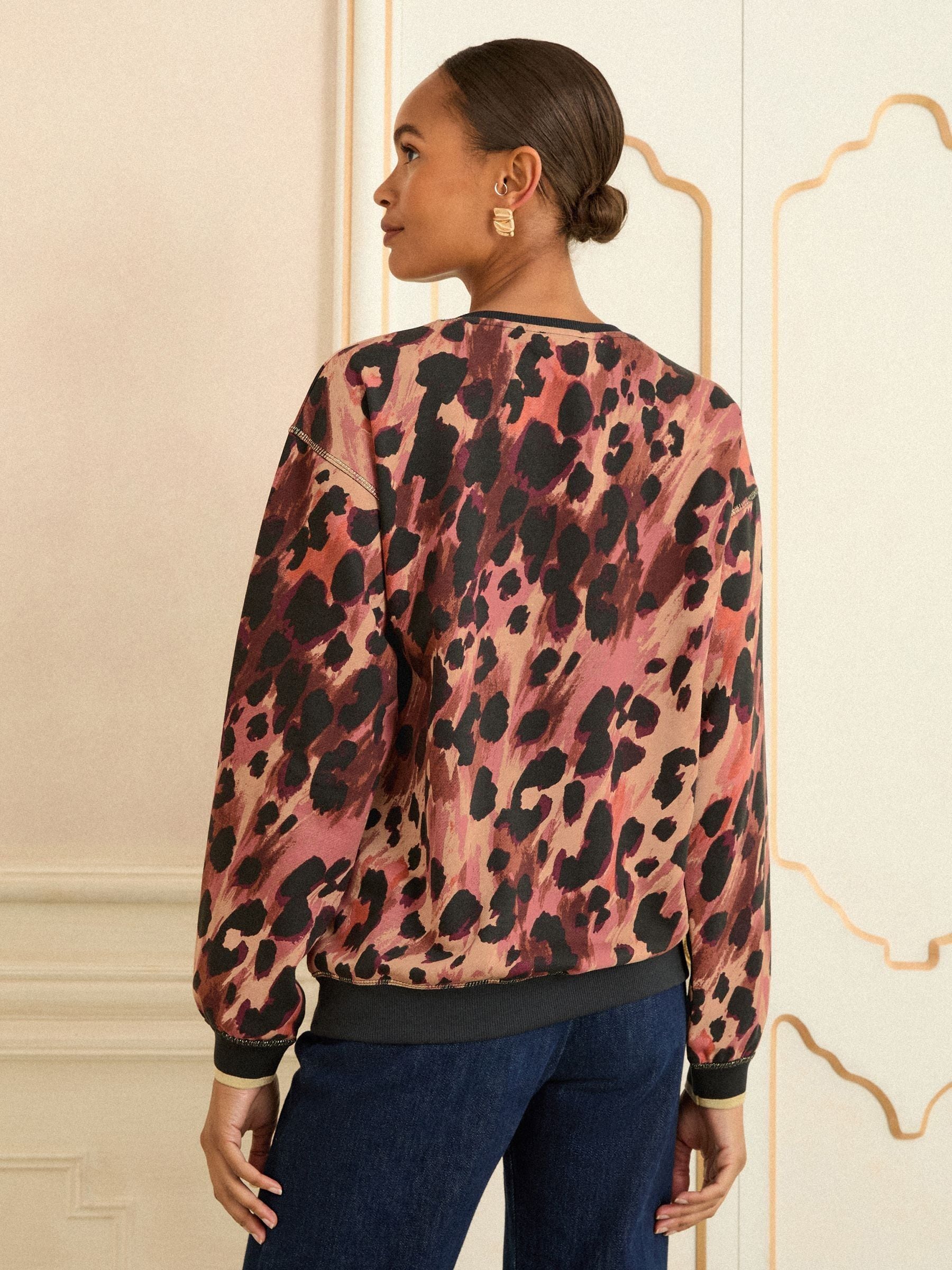 Bruin - Love & Roses - Jersey sweatshirt met ronde hals