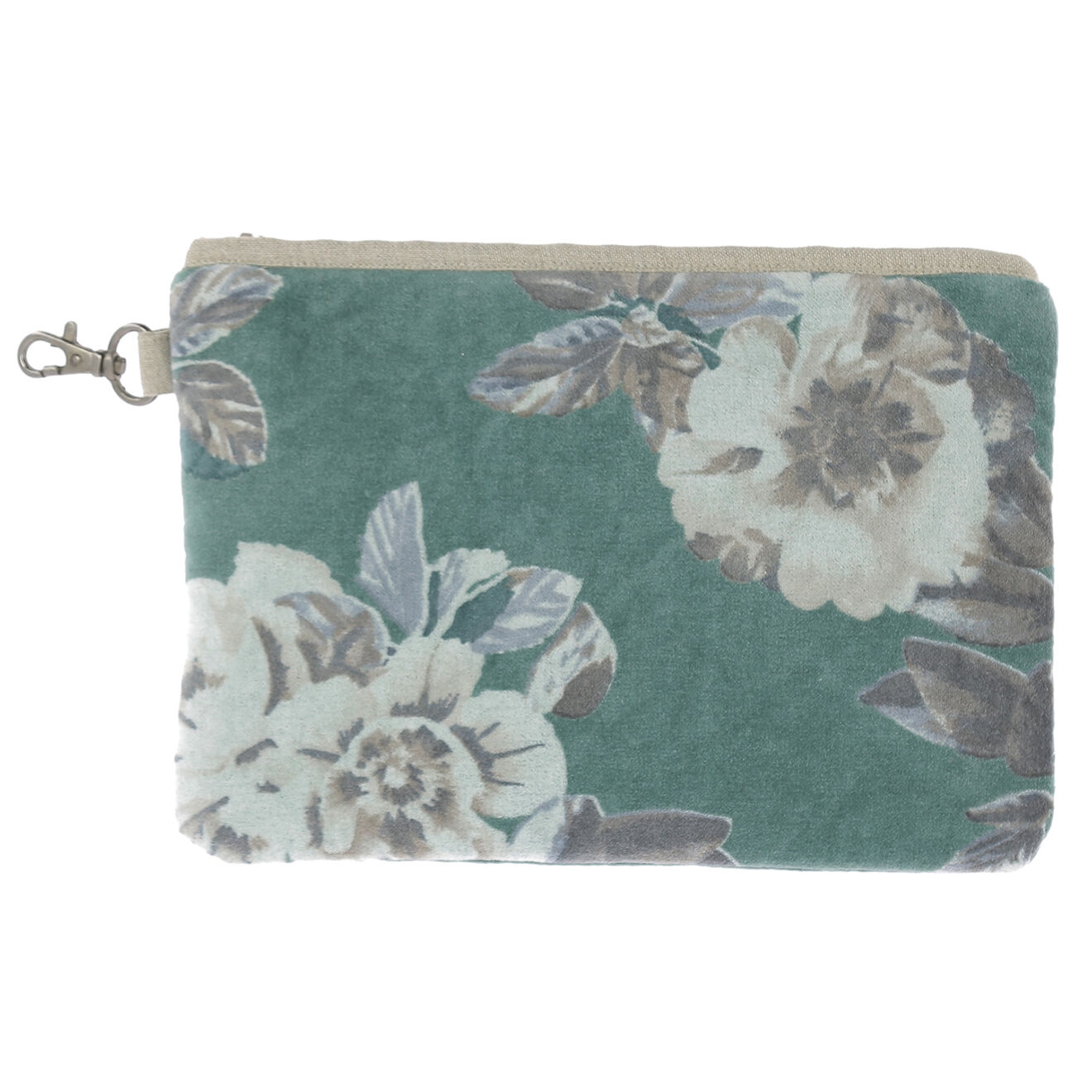 En Fil d'Indienne Trousse plate Anémone céladon - 20x13 cm