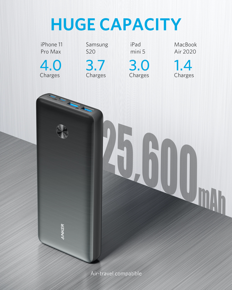 Anker - Power Bank - PowerCore III Elite 25600mAh, 87W - Sort