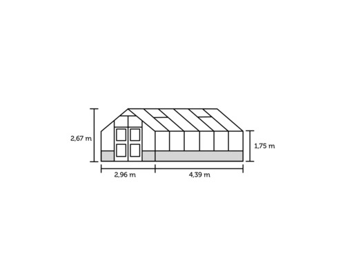 JULIANA Premium kas 13,0 m² 3 mm veiligheidsglas voor metselwerkfundament 296 x 439 cm antraciet/zwart