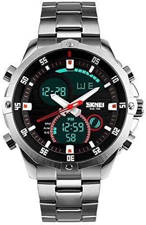 SKMEI - 1146 - Polshorloge - Zilver - Waterdicht - Militaire Analoge Digitale Horloge
