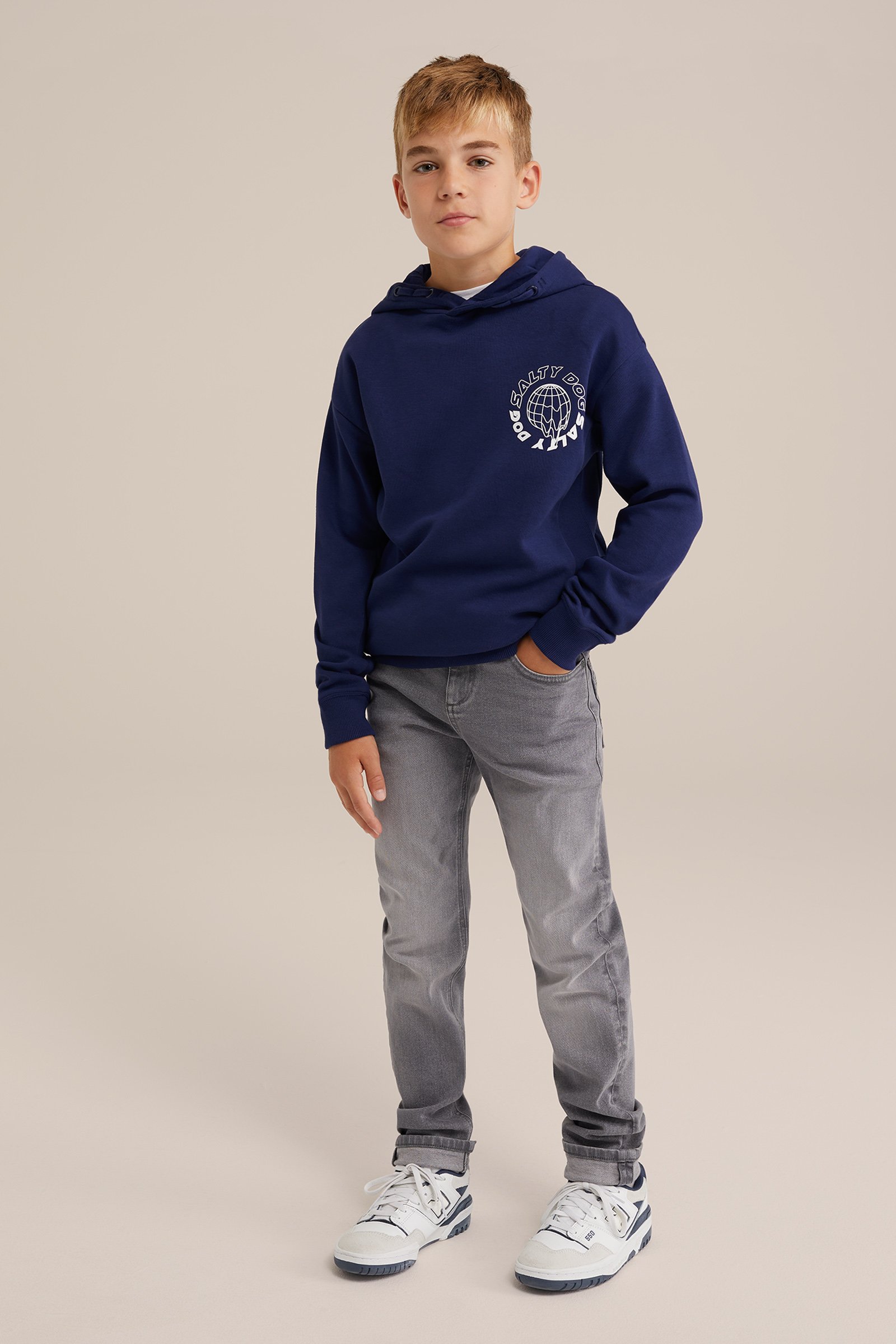 Jongens hoodie met opdruk Salty Dog Donkerblauw