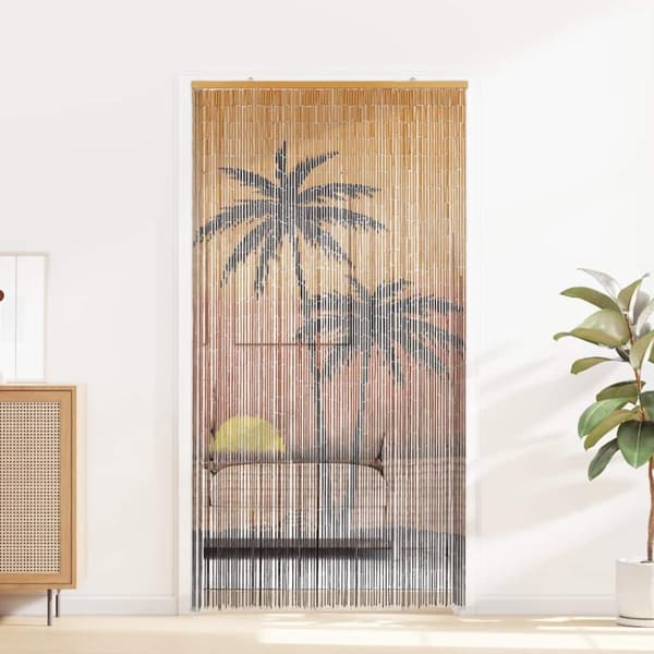 vidaXL Insektdør gardin palmetretrykk 100x220 cm bambus