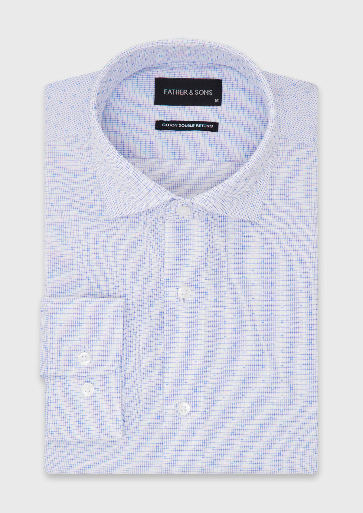 Chemise habillée Slim en coton Jacquard blanc à carreaux bleus