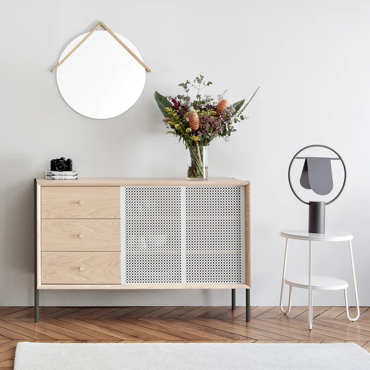 Hartô - Gabin Sideboard mit Schubladen, Walnuss natur / schiefergrau