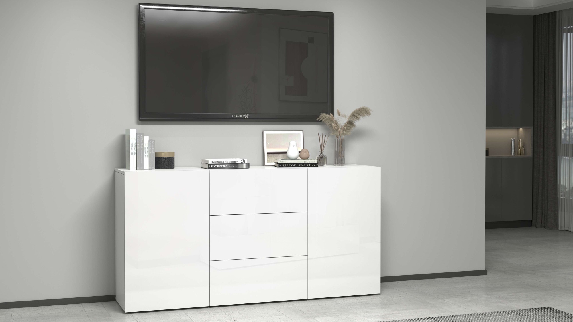INOSIGN Sideboard »Egypt, Kommode, Schrank, Kredenz,  grifflos« 2 Türen, 3 Schubkästen, kompl. Hochglanz lackiert Breite 160