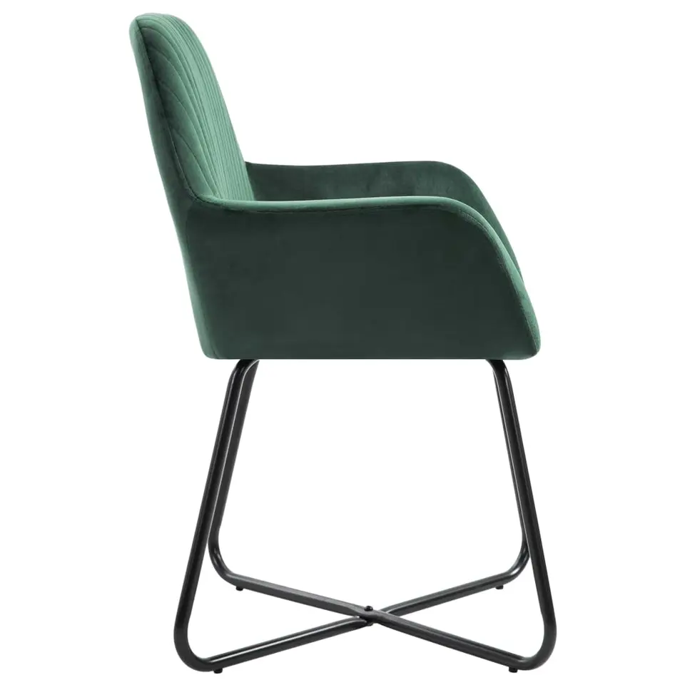 vidaXL - Eetkamerstoel - Groen - Stof - 2 stuks