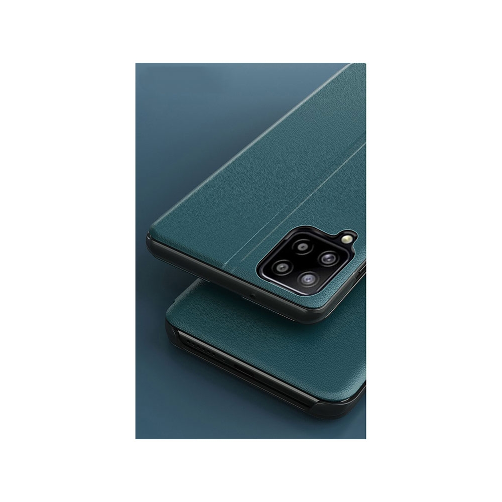 Samsung Galaxy A12 Leder Hülle Small Window View Flip Case - Dunkelblau