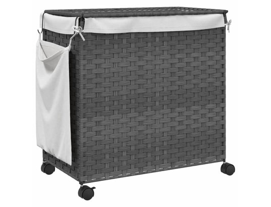 VIDAXL - Panier à linge avec roulettes gris 60x35x60,5 cm résine tres...