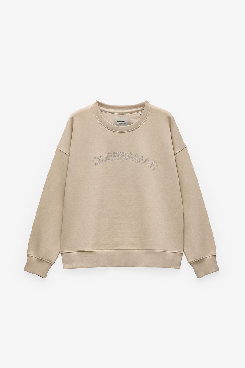 SWEATSHIRT DECOTE REDONDO COM APLICAÇÃO