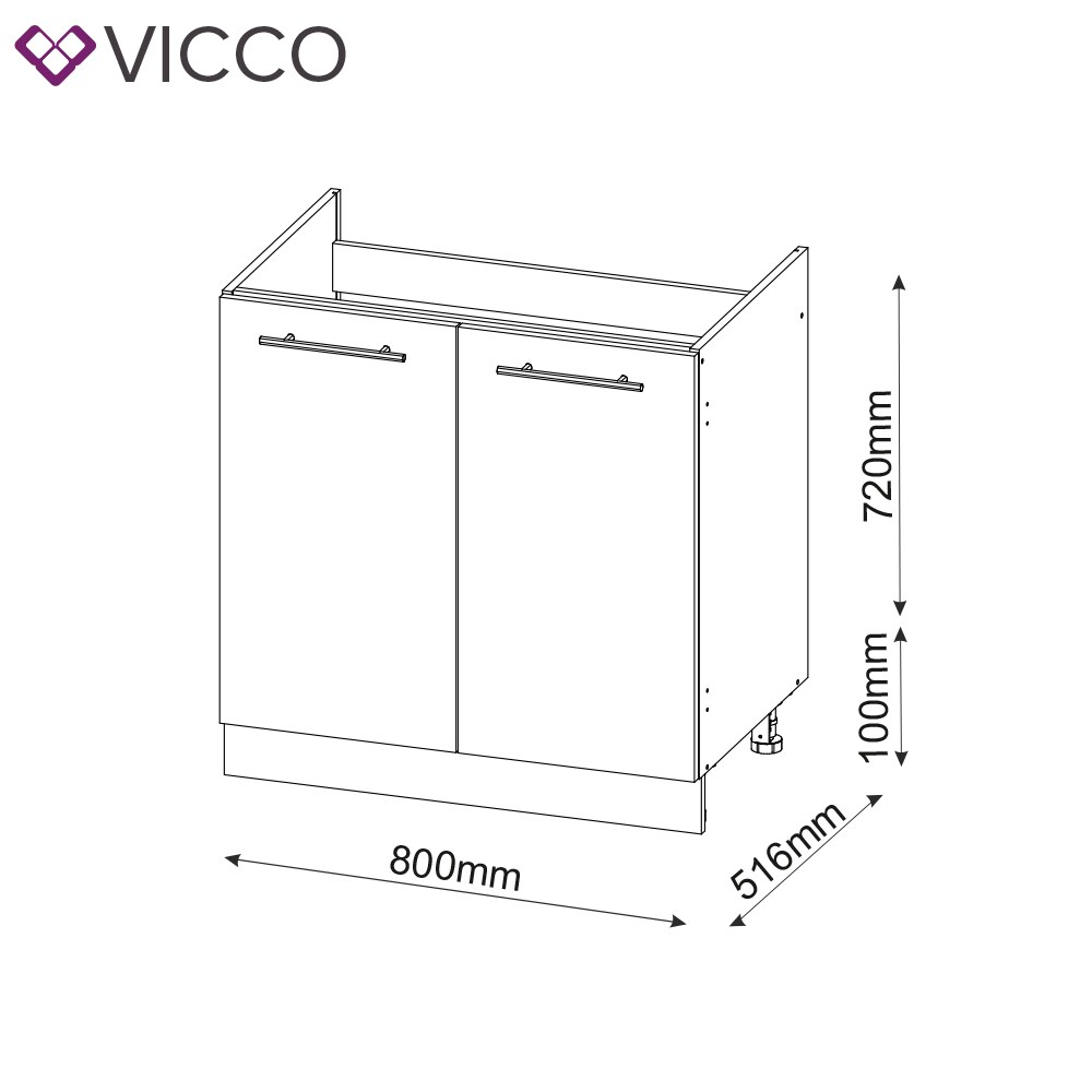 VICCO Spülenunterschrank 80 cm Anthrazit Küchenzeile Unterschrank Fame