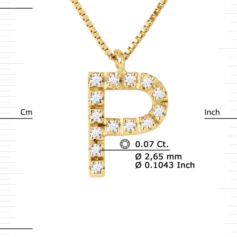 Collier ALPHABET Diamants 0,07 Cts  LETTRE 