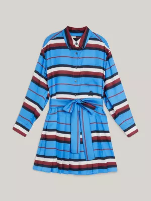 Vestido camisa com estampa de listras e modelagem relaxada