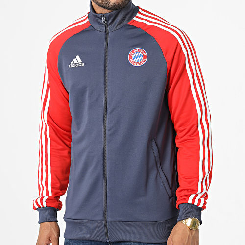 Veste Zippée A Bandes FC Bayern DNA HF1364 Bleu Marine Rouge