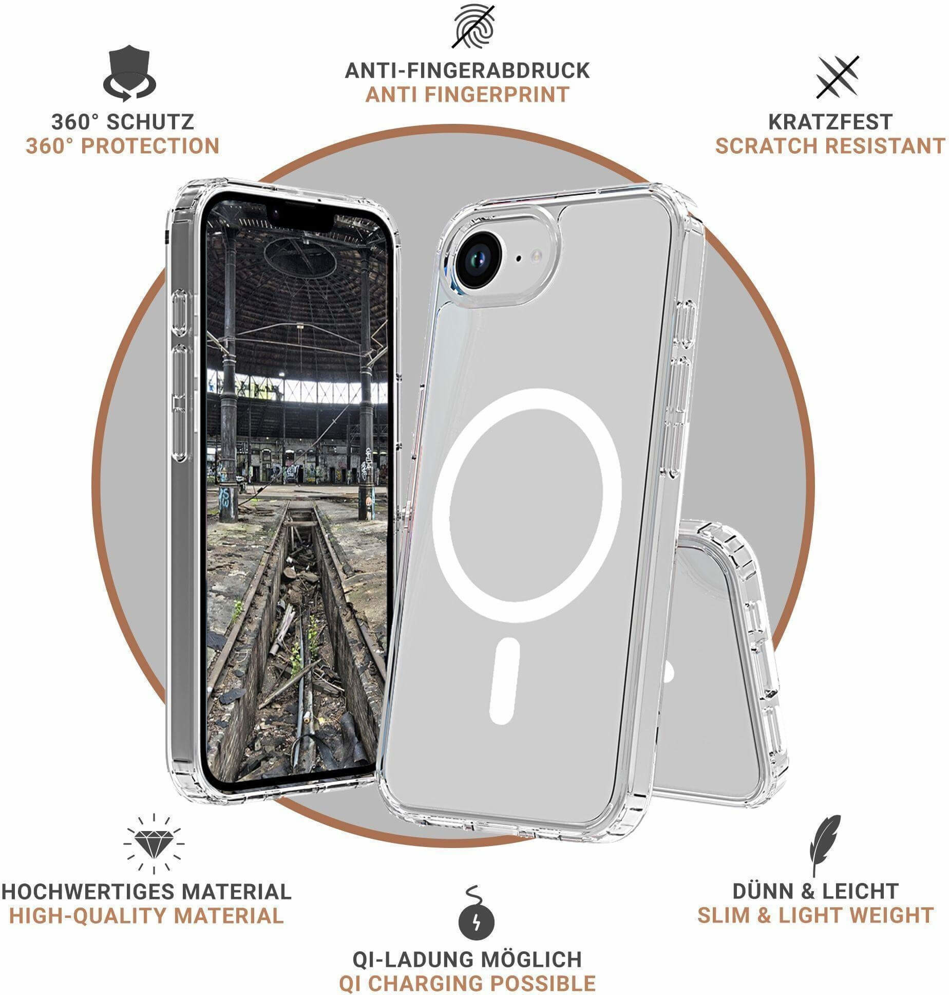 iPhone 16e MagSafe Hybrid Hülle TPU Bumper   Acryl Rückseite Pankow (11112) - Transparent