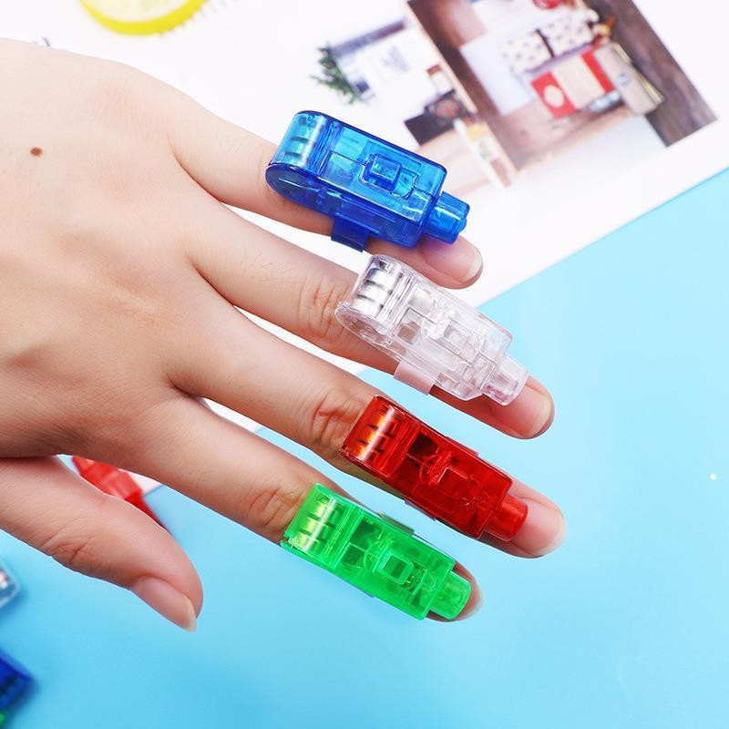(4er Set) Leuchtende LED Finger Lichter Silvester / Party / Disco / Fasnacht (inkl. Batterie LR41)- Bunt