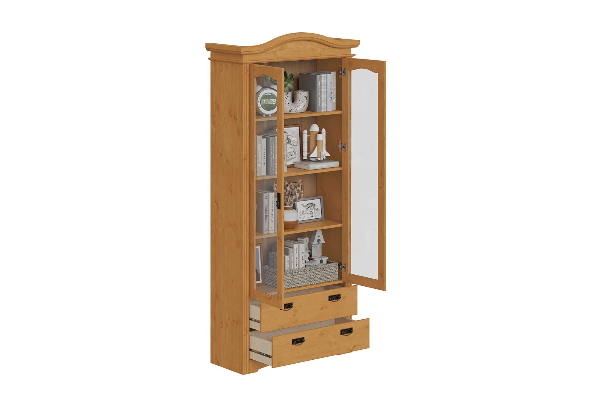 Home affaire Vitrine »Konrad« aus massiver Kiefer, mit Glaseinsätzen, B/T: 94/208 cm