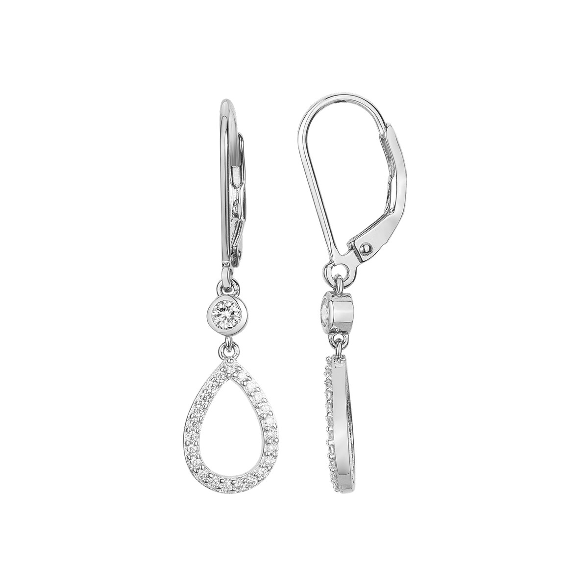 Boucles d'oreilles pendantes en Argent avec oxyde de zirconium blanc