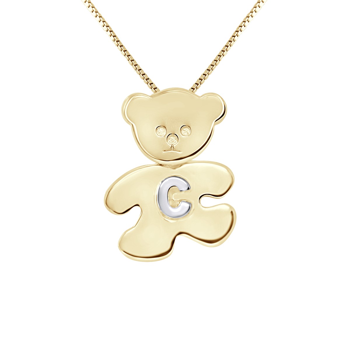 Pendentif OURSON plaqué Or Jaune - Lettre C Argent