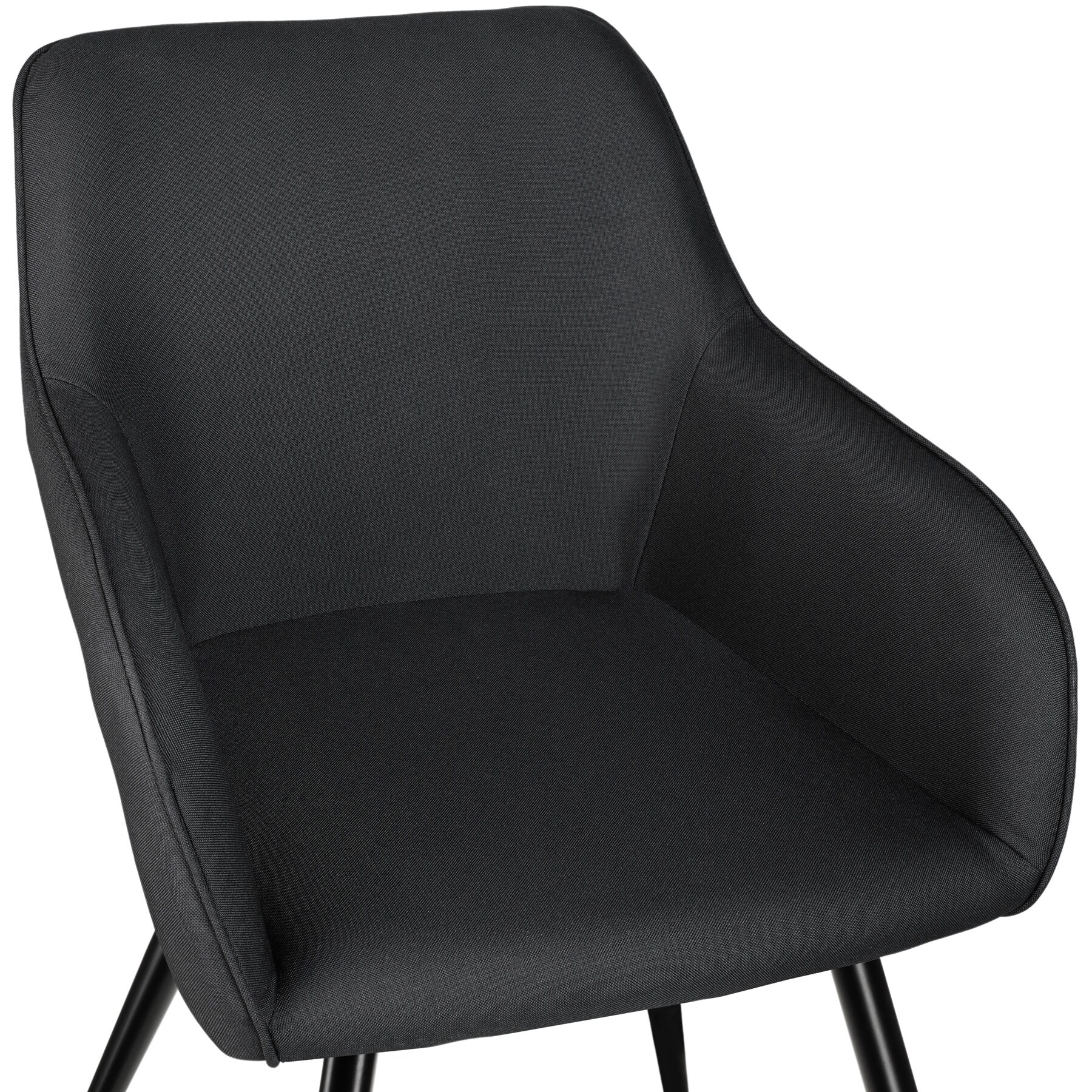 tectake® 6er Set Esszimmerstuhl, gepolstert, in Leinenoptik, schwarze Stahlbeine, 58 x 62 x 82 cm